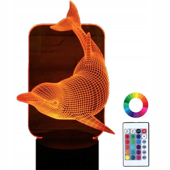 Lampka Nocna 3D Led Delfin Grawer Imię Prezent Plexido