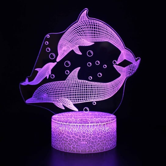 Lampka nocna 3D LED "Delfin" Hologram + pilot Hedo