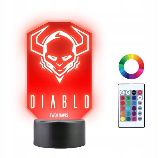 Lampka Nocna 3D Led Diablo Logo Prezent Plexido
