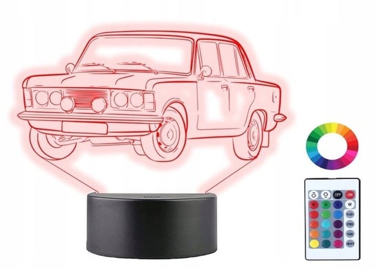 Lampka Nocna 3D Led Duży Fiat 125P Grawer Prezent Plexido