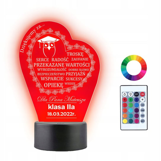 Lampka Nocna 3D LED Dzień Nauczyciela Prezent Plexido