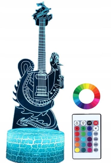 Lampka Nocna 3D Led Gitara Smok Grawer Prezent Plexido