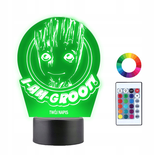 Lampka Nocna 3D Led Groot Marvel Plexido