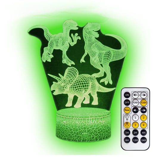 Lampka Nocna 3D Led Grupa Dinozaur T-Rex Raptor Usb + Pilot Rgb Inna marka