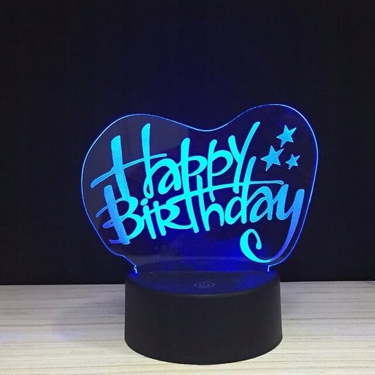 Lampka Nocna 3D LED Happy Birthday Imię Grawer Plexido