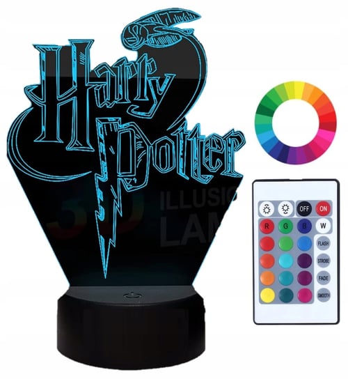 Lampka Nocna 3D Led Harry Potter Imię Grawer Plexido
