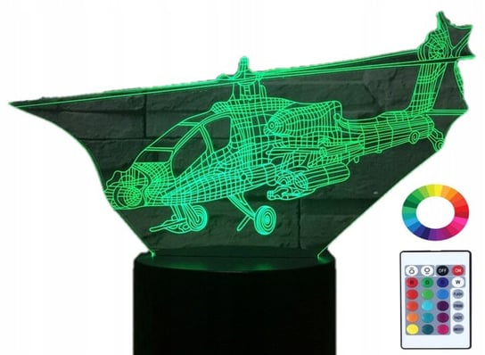 Lampka Nocna 3D LED Helikopter Samolot Apache Grawer Imię Plexido
