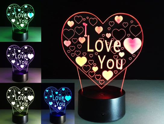 Lampka nocna 3D LED "I LOVE YOU" mała Hedo