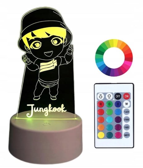 Lampka Nocna 3D Led Imię Bts Jungkook K-Pop Grawer Plexido