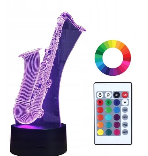 Lampka Nocna 3D Led Imię Grawer Saksofon Plexido