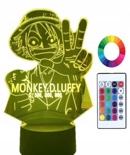 Lampka Nocna 3D Led Imię Monkey Luffy One Piece Plexido