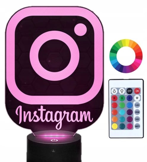 Lampka Nocna 3D LED Instagram Logo Grawer Imię Plexido