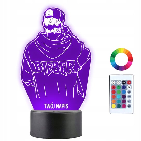Lampka Nocna 3D LED Justin Bieber Muzyka Prezent Plexido