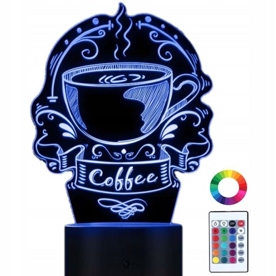 Lampka Nocna 3D Led Kawiarnia Barista Kawa Grawer Plexido