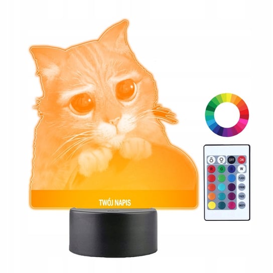 Lampka Nocna 3D LED Kot w butach Bajka Prezent Plexido
