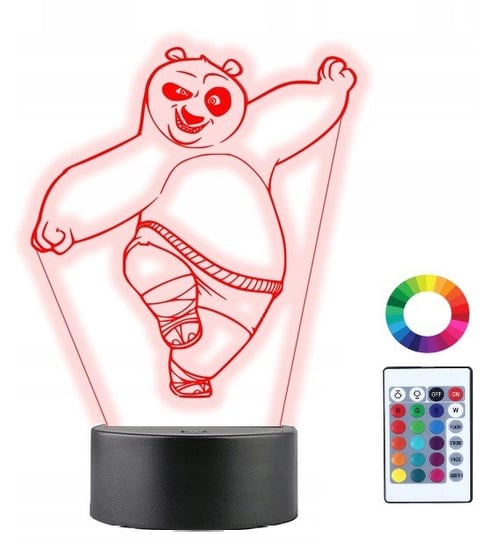 Lampka Nocna 3D Led Kung Fu Panda Grawer Imię Plexido