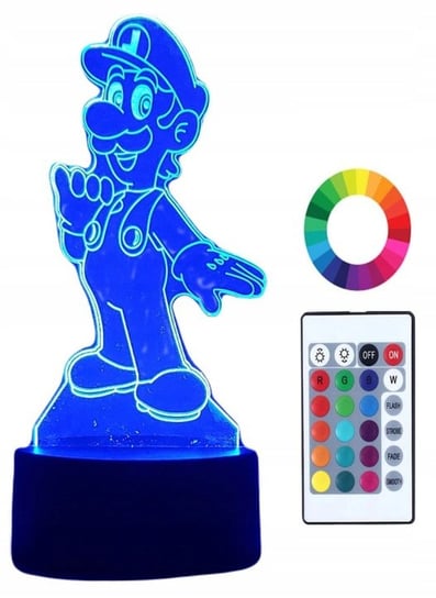 Lampka Nocna 3D LED Luigi Mario Grawer Imię Plexido