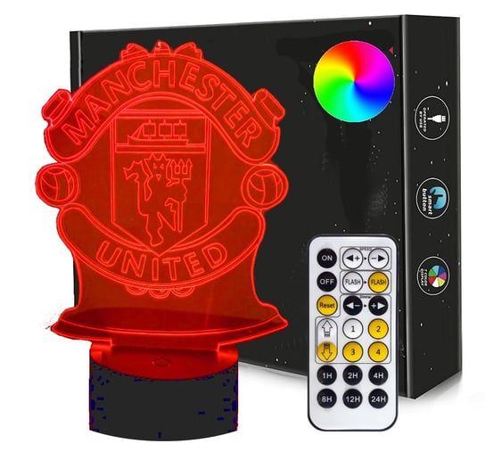 Lampka nocna 3D LED MANCHESTER UNITED Piłka Nożna + PILOT RGB Inna marka