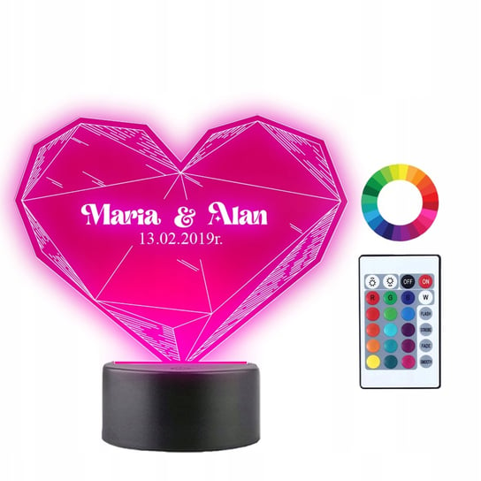 Lampka Nocna 3D LED Miłość Walentynki Plexido