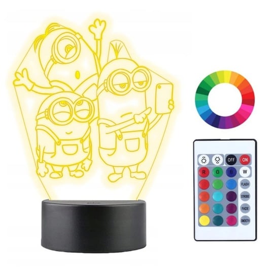 Lampka Nocna 3D LED Minionki Grawer Imię Prezent Plexido