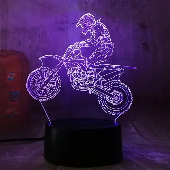 Lampka nocna 3D LED "Motocykl - Cross" Hologram + pilot Hedo