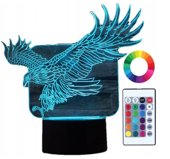 Lampka Nocna 3D Led Orzeł Jastrząb Eagle Grawer Prezent Plexido