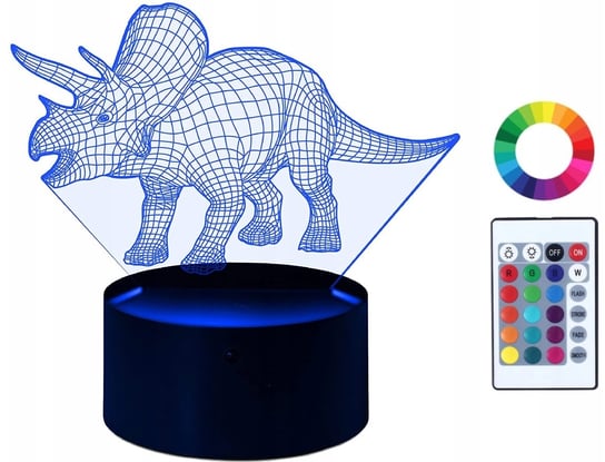 Lampka Nocna 3D Led Park Jurajski Imię Dinozaur Triceratops Plexido