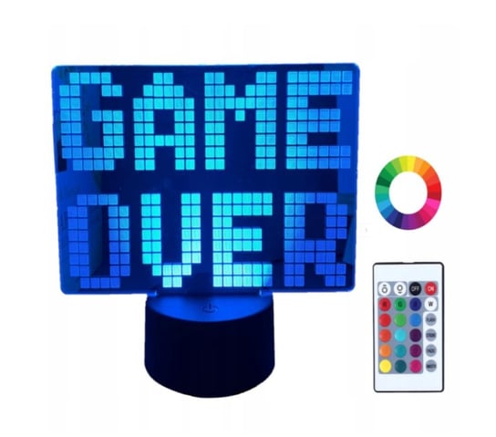 Lampka Nocna 3D Led Pilot Game Over dla Graczy Plexido