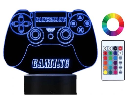 Lampka Nocna 3D LED PLAYSTATION 5 PAD Grawer Imię Plexido