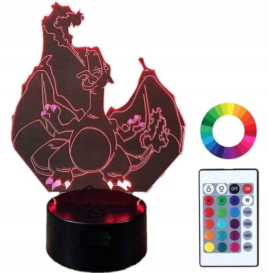 Lampka Nocna 3D LED POKEMON CHARIZARD IMIĘ Grawer Plexido
