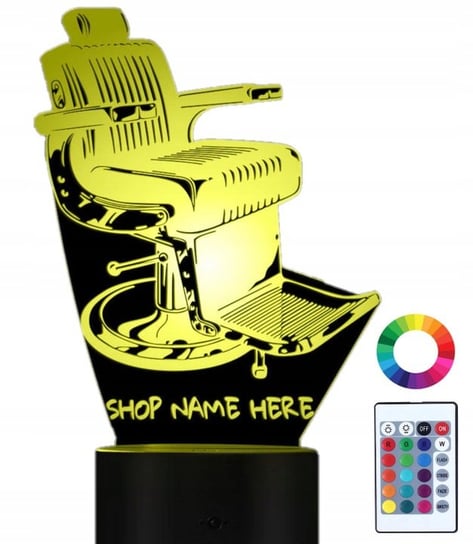 Lampka Nocna 3D Led Salon Fryzjerski Fotel Retro Plexido