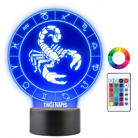 Lampka Nocna 3D Led Skorpion Znak Zodiaku Prezent Plexido