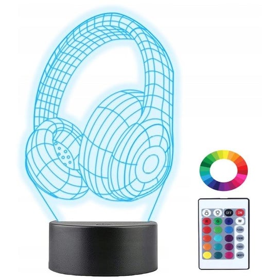 Lampka Nocna 3D Led Słuchawki Muzyka Grawer Imię Plexido