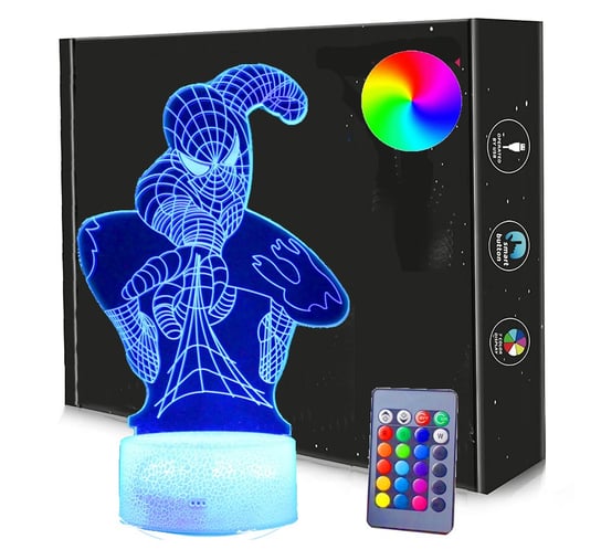 Lampka nocna 3D LED SPIDER-MAN USB + PILOT RGB Inna marka