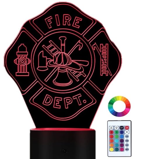 Lampka Nocna 3D Led Straż Pożarna Remiza Strażacka Plexido