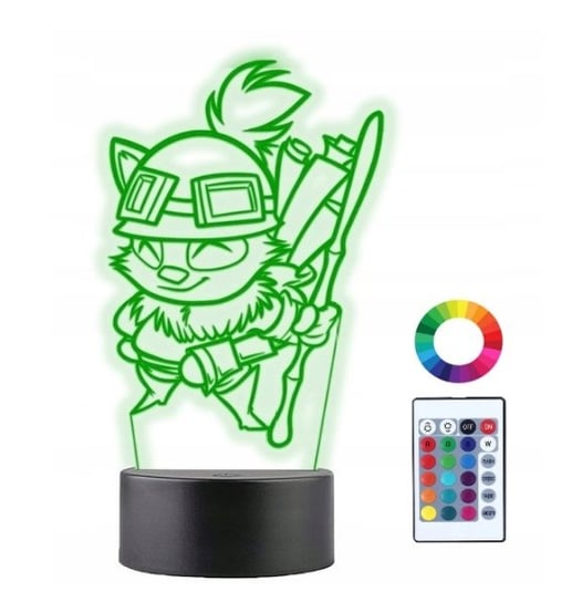 Lampka Nocna 3D Led Teemo LOL Prezent Grawer Plexido