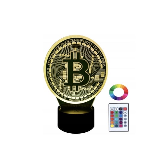 Lampka Nocna 3D LED z pilotem - Bitcoin Golda