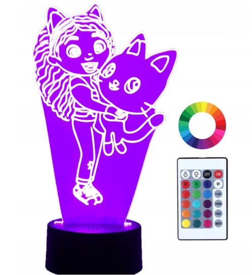 Lampka Nocna 3D z Imieniem LED Koci domek Gabi Plexido