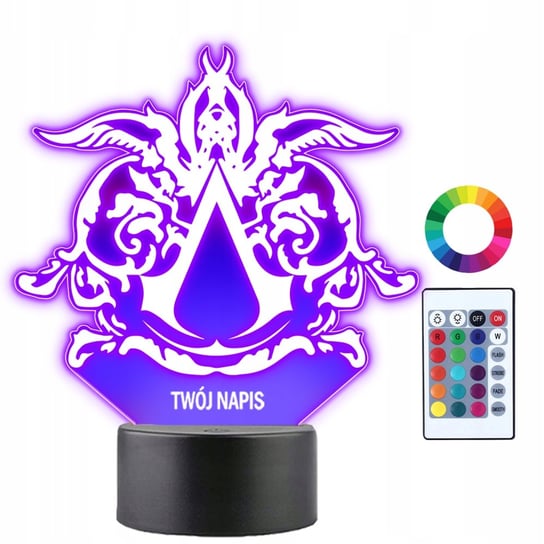 Lampka Nocna Assasin's Creed Logo Eleganckie Prezent Twój Napis 3D LED Plexido