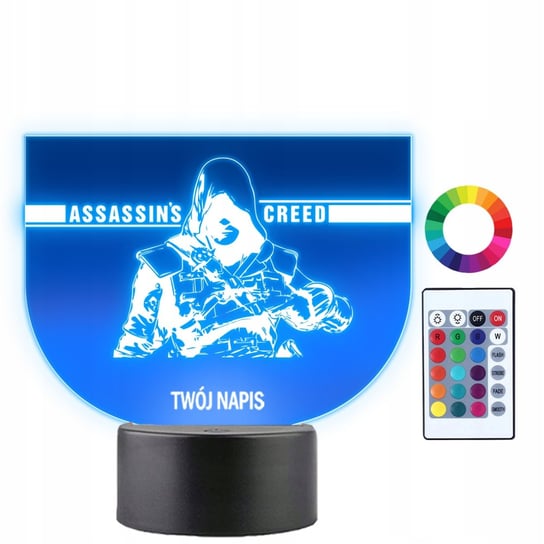 Lampka Nocna Assasin's Creed Postać Pasek Prezent Twój Napis Grawer 3D LED Plexido
