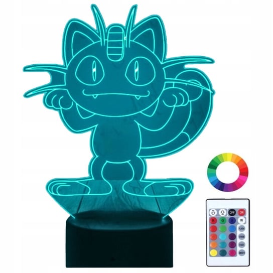 Lampka Nocna Biurkowa dla Dzieci Meowth Pokemon Go Podświetlana + Pilot Inna marka