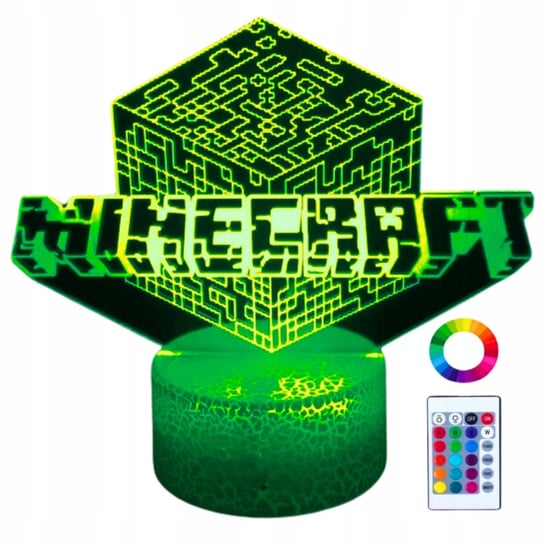 Lampka Nocna Biurkowa dla Dzieci Minecraft Creeper Napis 16 LED 3D + Pilot Creative