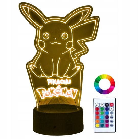 Lampka Nocna Biurkowa dla Dzieci Pikachu Pokemon Go Podświetlana + Pilot Inna marka