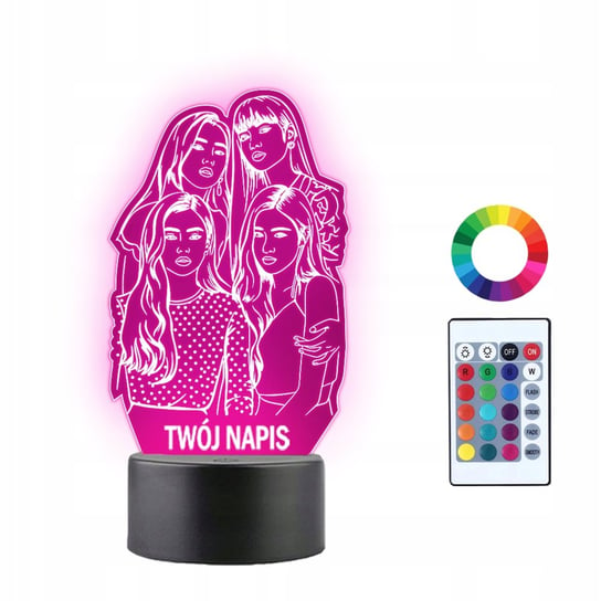 Lampka Nocna Black Piink K-pop Zespół Twój Napis Imię Grawer Prezent 3D LED Plexido