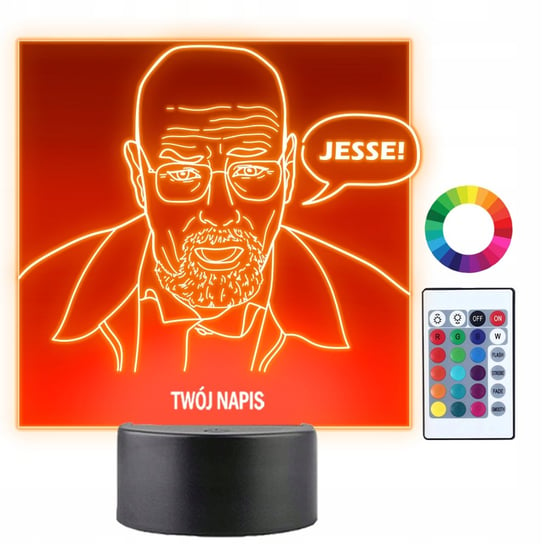 Lampka Nocna Breaking Bad Walter Whtie Prezent Twój Napis Imię 3D LED Plexido