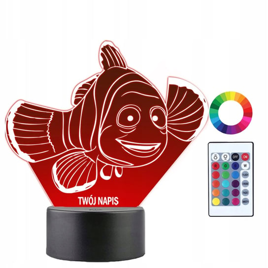 Lampka Nocna dla Dzieci Gdzie jest Nemo Marlin Prezent Twój Napis 3D LED Plexido
