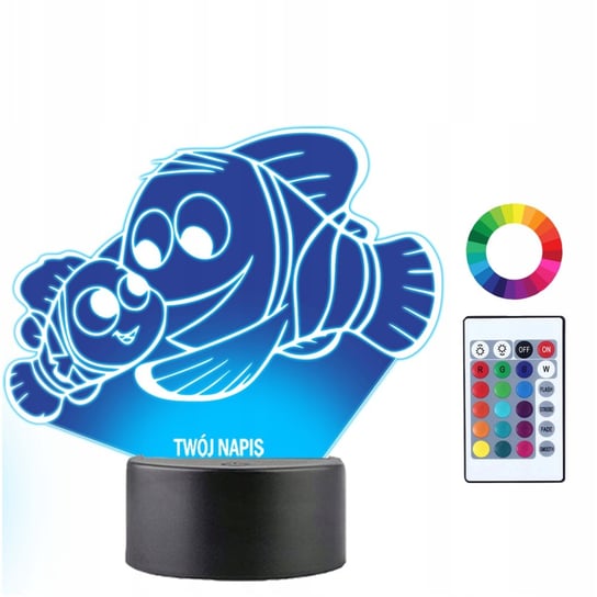 Lampka Nocna dla Dzieci Gdzie jest Nemo Marlin Prezent Twój Napis 3D LED Plexido
