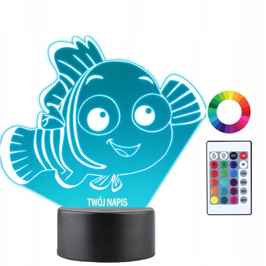 Lampka Nocna dla Dzieci Gdzie jest Nemo Prezent Twój Napis Imię 3D LED Plexido