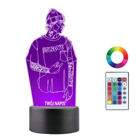 Lampka Nocna dla Dzieci Justin Bieber Piosenkarz Prezent Twój Napis 3D LED Plexido