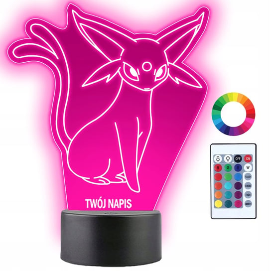 Lampka Nocna Dla Dzieci Pokemon Espeon Prezent Twój Napis Imię 3D LED Plexido